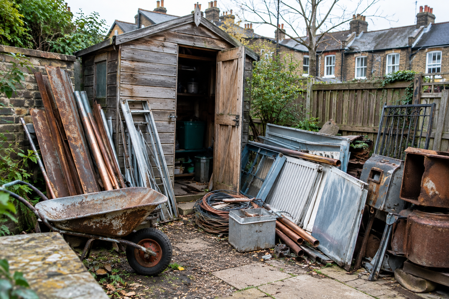Scrap metal sorted and prepared for local collection